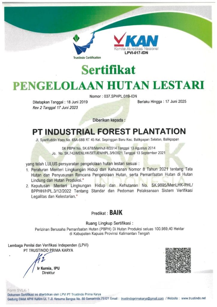 Sertifikat SPHL PT IFP - 18 Juni 2019 - 17 Juni 2025